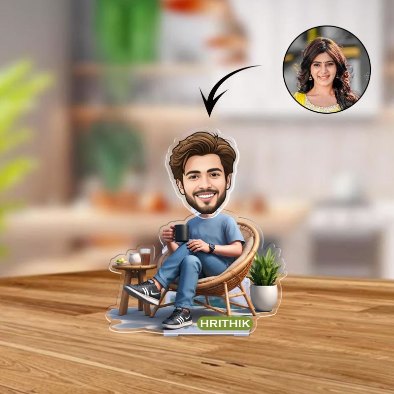 Customized Bobblehead Caricature for Home & Office Desk Tabletop Decor Gift for Boss, Brother, Teacher & Friends Battery Powered Moving Head Feature